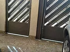 hot neighbor latina in tiny shorts flashes wet pussy and takes my big cock deep