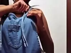 Curvy Colombian teases her hairy pussy with toys in homemade bathroom solo