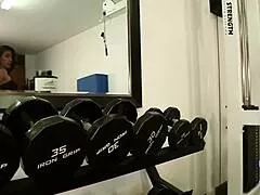 frida santes' big tits bounce while swallowing stud cock in gym pov