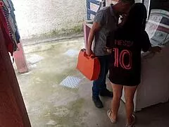married latina housewife bribes repairman with fat ass while hubby's gone