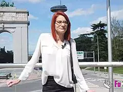 hot milf albaan hunts college cock outdoors deepthroating in madrid public park