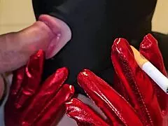 SMOKING FETISH BBW MILF SUCKS FAT COCK IN CLOSE-UP HANDJOB