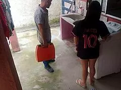 married latina housewife bribes repairman with fat ass while hubby's gone