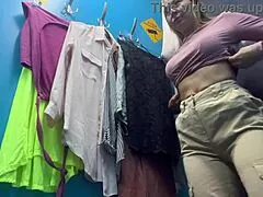 russian big boobs girl changes clothes in dressing room hidden cam nipples out