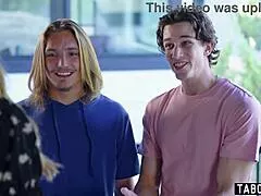 Ex-stripper milf housewife gets recognized and clothes ripped by two young monster cocks!