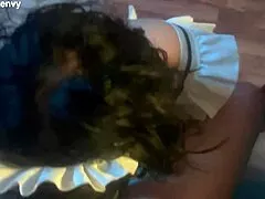 Dutiful housewife can't resist sucking neighbor's huge cock after work... so needy!