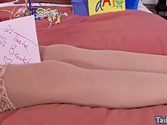 Tasha Reign and lesbian partner fuck with double dildo driving to wild orgasms