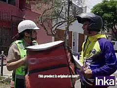 Traffic cop milf craves hard pounding from Venezuelan delivery guy