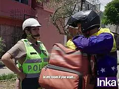 Traffic cop milf craves hard pounding from Venezuelan delivery guy