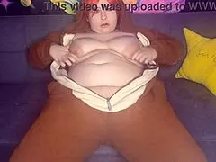 Girlfriend's fat ass striptease rips clothes off?