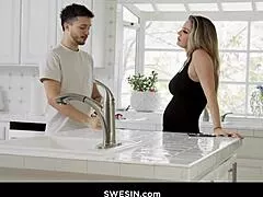 kayla paige, taste my pussy then fuck me spooning on kitchen counter big tits monster cock