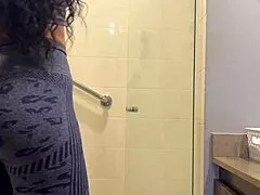 Behind The Scenes Sexy Venezuelan Andromeda Strips Lingerie Teases Curves In Hot Shower