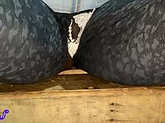 i'm young ebony milf flashing pussy at rooftop bar