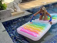 Outdoor Pool Sex Fills Blonde Babe with Pure Ecstasy