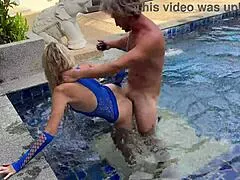 Outdoor Pool Sex Fills Blonde Babe with Pure Ecstasy
