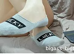 bbw feet in ankle socks fetish tease homemade solo