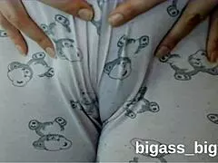 ohh sexy latina teen rubbin pussy with pajamas... cameltoe fingering!
