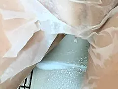 20yo virgin's shaved pussy glows wet lighting tissue paper up close