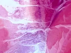 20yo virgin's shaved pussy glows wet lighting tissue paper up close