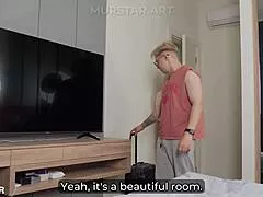 Step son creampies step mom in shared hotel bed
