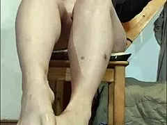 Big titted german mistress edges sub with her feet in intense pov footjob domination