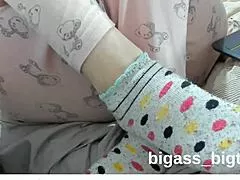 latina milf plays with feet wearing cute ankle socks