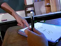 Sex lessons in class room with a sexy and slutty teacher