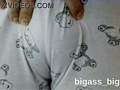 Curvy milf rubs her camel toe in tight pajamas
