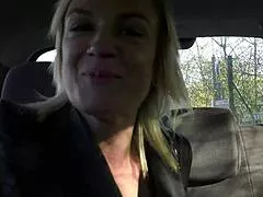 Busty french milf blows cock in car