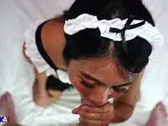 Asian Maid Getting Cum In Mouth