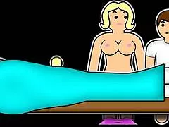 Exhausted stepmom gives footjob then rides stepson until he finishes