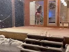 a neighbor brought gifts and fucked herself with a dildo at the christmas tree