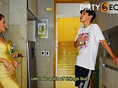 After arriving home late from a party i fuck my stepson in the kitchen