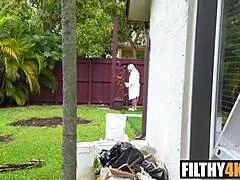 Caught creeping and punished in petite pussy