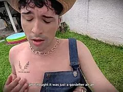 Perv grandma hires young 18+ gardener and ends up fucking him hard in the ass