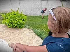 Perv grandma hires young 18+ gardener and ends up fucking him hard in the ass