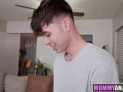 Stepson rips stepmoms yoga pants to fuck her ass