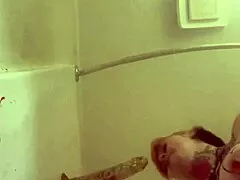 Morganskye plays in shower with wet shaved pussy fun
