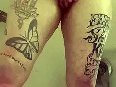 Morganskye plays in shower with wet shaved pussy fun