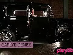 big boobs curvy petite milf strips nude in vintage car