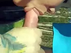 japanese wife enjoys passionate fuck in forest