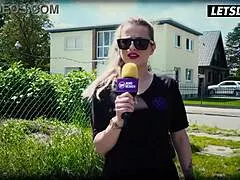 German granny in cosplay stands outdoors in costume