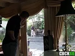 Cuckold catches wife sucking monster black cock