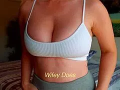 Milf Flashes Big Tits Sports Bra