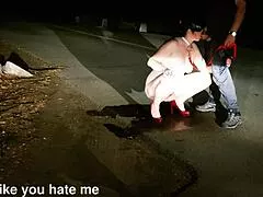 Mature milf enjoys outdoor facial after rough blowjob
