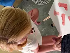 Hot milf painter wants model to stroke