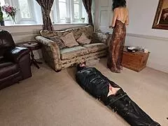 femdom foot slave worships and licks