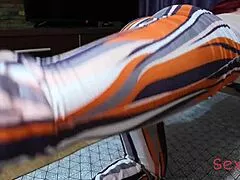 step mom tears her leggings while doing yoga