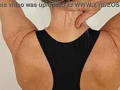 hot granny wears thongs and tight leggings