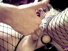 Guy rips fishnets off big titted mistress michelle thorne for wet pussy fun 😈